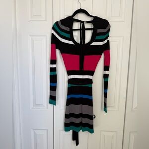 Guess Vibrant Striped Long Sleeve Dress